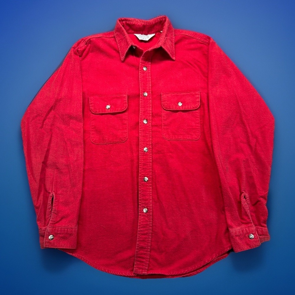 VTG Five‎ Brother Flannel Mens Red Chamois Long Sleeve Shirt Size M USA Made
